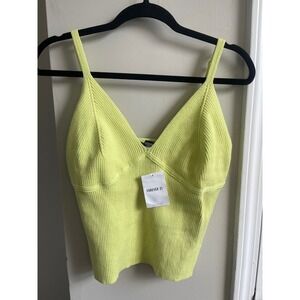 Forever 21 Plus Ribbed Sweater Camisole Lime Green V-Neck Adjustable Straps 2X